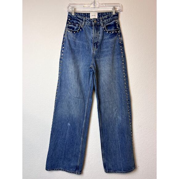 Reformation Cary High Rise Slouchy Wide Leg Jeans Blue size 25